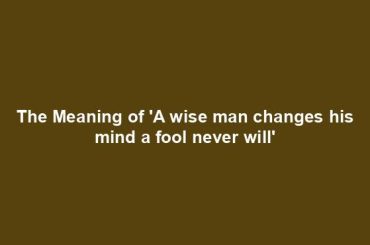 The Meaning of 'A wise man changes his mind a fool never will'