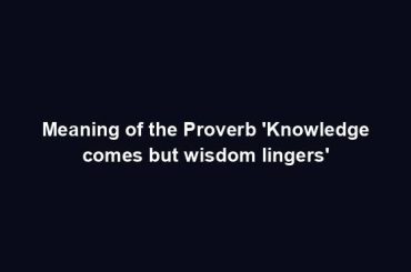Meaning of the Proverb 'Knowledge comes but wisdom lingers'