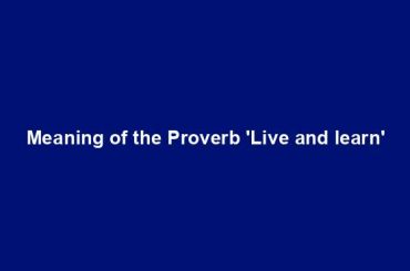 Meaning of the Proverb 'Live and learn'