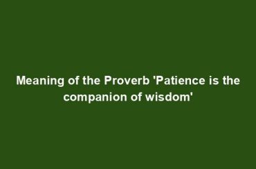 Meaning of the Proverb 'Patience is the companion of wisdom'