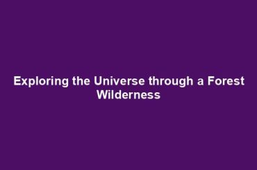 Exploring the Universe through a Forest Wilderness