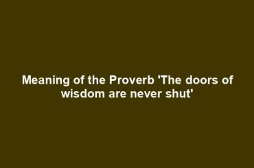 Meaning of the Proverb 'The doors of wisdom are never shut'