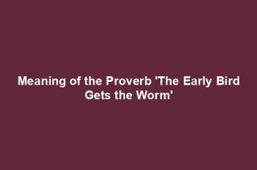 Meaning of the Proverb 'The Early Bird Gets the Worm'