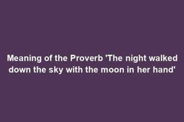 Meaning of the Proverb 'The night walked down the sky with the moon in her hand'