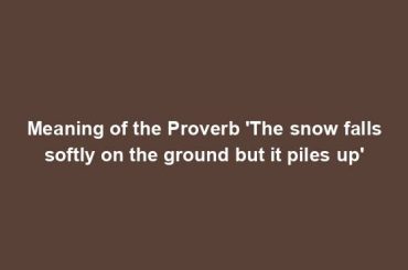 Meaning of the Proverb 'The snow falls softly on the ground but it piles up'