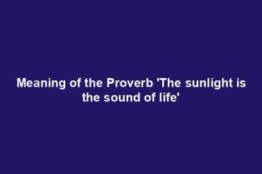 Meaning of the Proverb 'The sunlight is the sound of life'