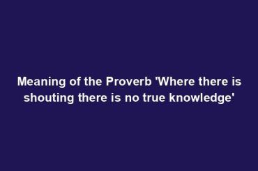 Meaning of the Proverb 'Where there is shouting there is no true knowledge'